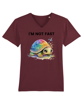 Broasca testoasa pictata in acuarela cu mesajul I'm not fast Burgundy