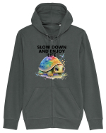 Broasca testoasa pictata in acuarela cu mesajul  Slow Down and Enjoy Life Hanorac cu fermoar Unisex Connector
