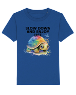 Broasca testoasa pictata in acuarela cu mesajul  Slow Down and Enjoy Life Tricou mânecă scurtă  Copii Mini Creator