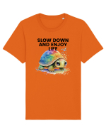 Broasca testoasa pictata in acuarela cu mesajul  Slow Down and Enjoy Life Tricou mânecă scurtă Unisex Rocker