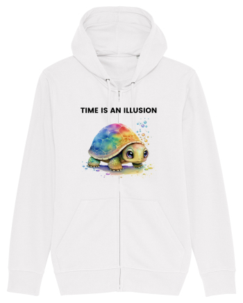 Broasca testoasa pictata in acuarela cu mesajul  Time is an Illusion White