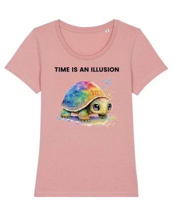Broasca testoasa pictata in acuarela cu mesajul  Time is an Illusion Canyon Pink