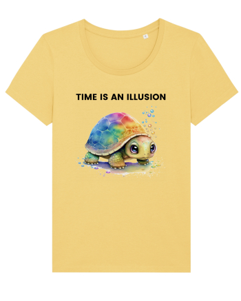 Broasca testoasa pictata in acuarela cu mesajul  Time is an Illusion Jojoba