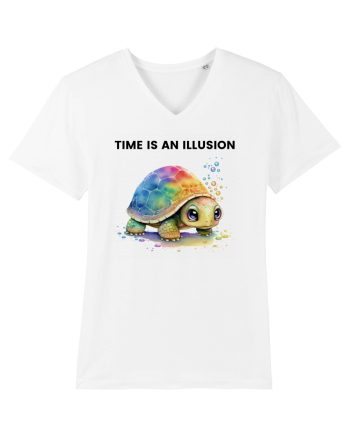 Broasca testoasa pictata in acuarela cu mesajul  Time is an Illusion White