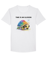 Broasca testoasa pictata in acuarela cu mesajul  Time is an Illusion Tricou mânecă scurtă guler larg Bărbat Skater