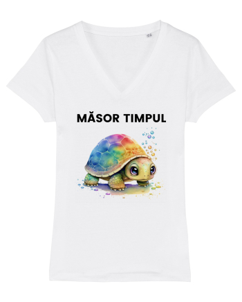 Broasca testoasa pictata in acuarela cu mesajul  Masor Timpul White