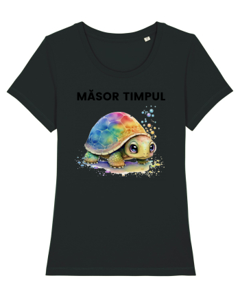 Broasca testoasa pictata in acuarela cu mesajul  Masor Timpul Black
