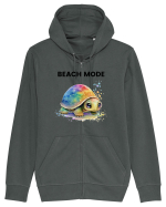 Broasca testoasa pictata in acuarela cu mesajul  Beach Mode Hanorac cu fermoar Unisex Connector