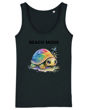 Broasca testoasa pictata in acuarela cu mesajul  Beach Mode Black