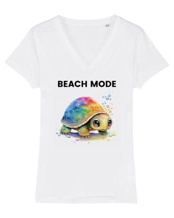 Broasca testoasa pictata in acuarela cu mesajul  Beach Mode White