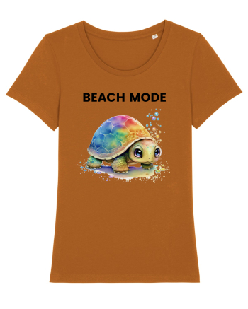 Broasca testoasa pictata in acuarela cu mesajul  Beach Mode Roasted Orange
