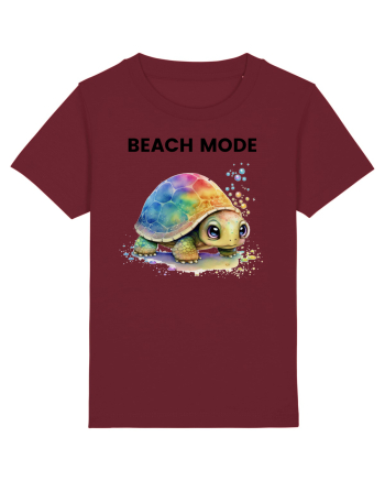 Broasca testoasa pictata in acuarela cu mesajul  Beach Mode Burgundy