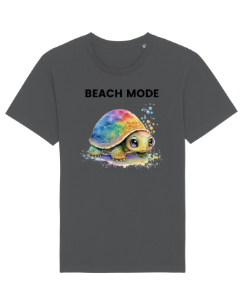 Broasca testoasa pictata in acuarela cu mesajul  Beach Mode Anthracite