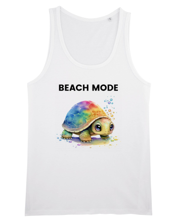 Broasca testoasa pictata in acuarela cu mesajul  Beach Mode White