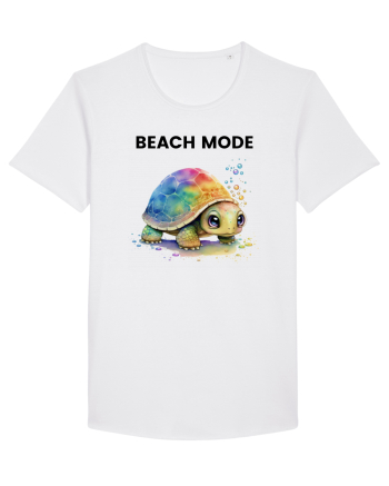 Broasca testoasa pictata in acuarela cu mesajul  Beach Mode White