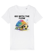 Broasca testoasa pictata in acuarela cu mesajul  Go with the Flow Tricou mânecă scurtă  Copii Mini Creator
