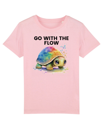 Broasca testoasa pictata in acuarela cu mesajul  Go with the Flow Cotton Pink