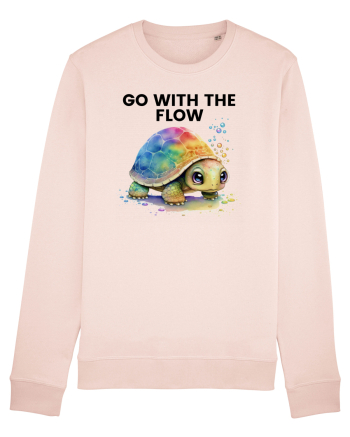 Broasca testoasa pictata in acuarela cu mesajul  Go with the Flow Candy Pink