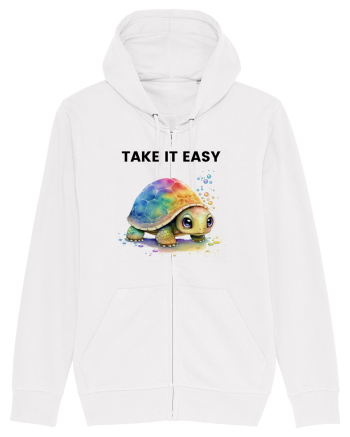 Broasca testoasa pictata in acuarela cu mesajul  Take it Easy White