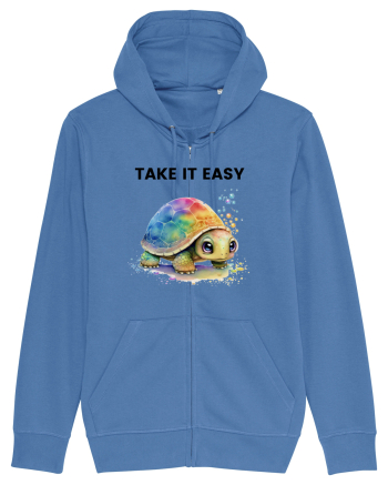 Broasca testoasa pictata in acuarela cu mesajul  Take it Easy Bright Blue