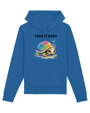 Broasca testoasa pictata in acuarela cu mesajul  Take it Easy Royal Blue
