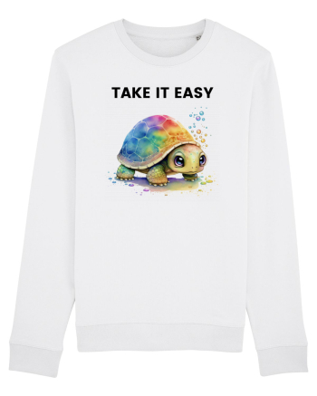 Broasca testoasa pictata in acuarela cu mesajul  Take it Easy White