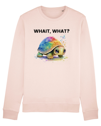 Broasca testoasa pictata in acuarela cu mesajul Wait, What? Candy Pink