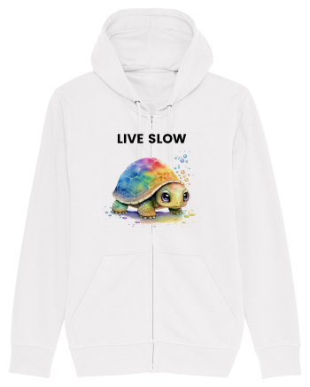 Broasca testoasa pictata in acuarela cu mesajul Live Slow White