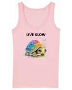 Broasca testoasa pictata in acuarela cu mesajul Live Slow Maiou Damă Dreamer