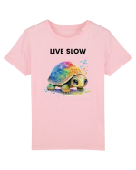Broasca testoasa pictata in acuarela cu mesajul Live Slow Tricou mânecă scurtă  Copii Mini Creator