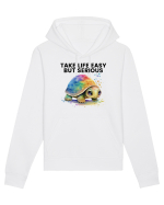 Broasca testoasa pictata in acuarela cu mesajul Take Life Easy but Serious Hanorac Unisex Drummer