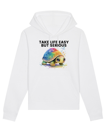Broasca testoasa pictata in acuarela cu mesajul Take Life Easy but Serious White
