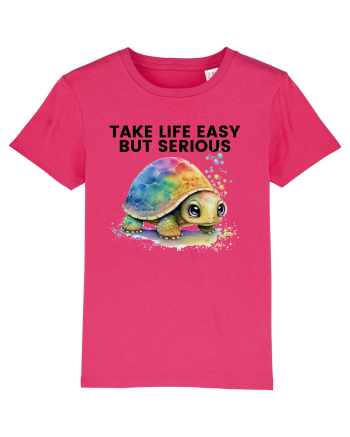 Broasca testoasa pictata in acuarela cu mesajul Take Life Easy but Serious Raspberry