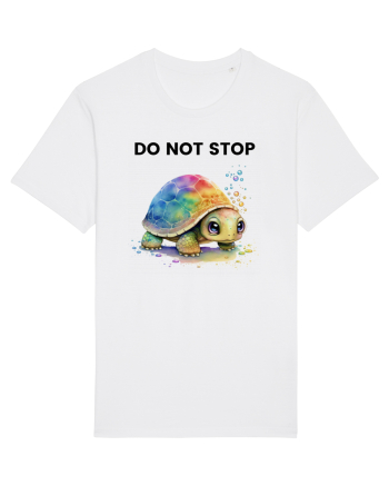 Broasca testoasa pictata in acuarela cu mesajul Do Not Stop White