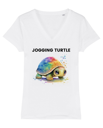 Broasca testoasa pictata in acuarela cu mesajul Jogging Turtle White