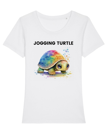 Broasca testoasa pictata in acuarela cu mesajul Jogging Turtle White