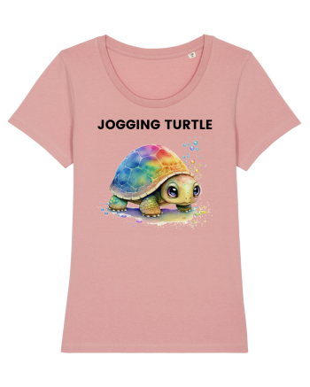 Broasca testoasa pictata in acuarela cu mesajul Jogging Turtle Canyon Pink