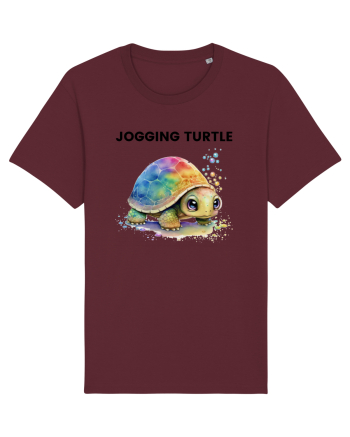 Broasca testoasa pictata in acuarela cu mesajul Jogging Turtle Burgundy