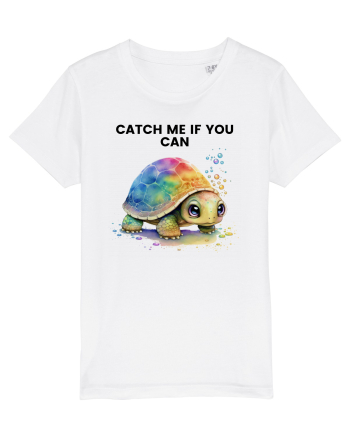 Broasca testoasa pictata in acuarela cu mesajul Catch Me If You Can White