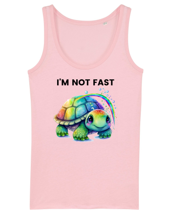 Broasca testoasa pictata in acuarela cu mesajul I'm not fast Cotton Pink