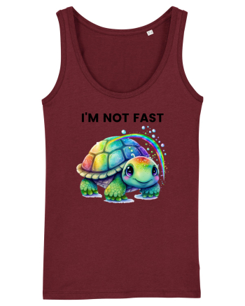 Broasca testoasa pictata in acuarela cu mesajul I'm not fast Burgundy