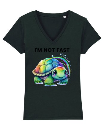 Broasca testoasa pictata in acuarela cu mesajul I'm not fast Black