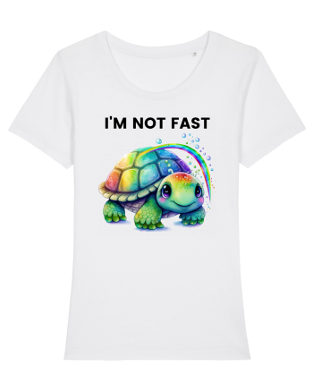 Broasca testoasa pictata in acuarela cu mesajul I'm not fast White