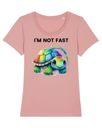 Broasca testoasa pictata in acuarela cu mesajul I'm not fast Canyon Pink