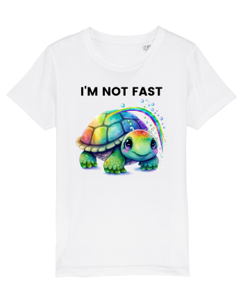 Broasca testoasa pictata in acuarela cu mesajul I'm not fast White