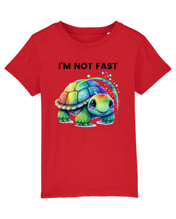 Broasca testoasa pictata in acuarela cu mesajul I'm not fast Red