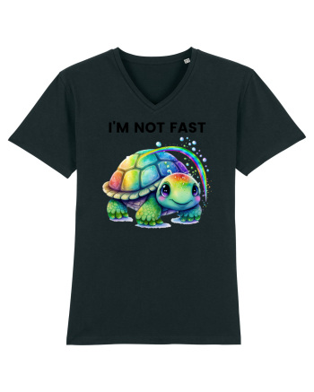 Broasca testoasa pictata in acuarela cu mesajul I'm not fast Black