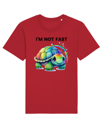 Broasca testoasa pictata in acuarela cu mesajul I'm not fast Red