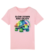 Broasca testoasa pictata in acuarela cu mesajul  Slow Down and Enjoy Life Tricou mânecă scurtă  Copii Mini Creator