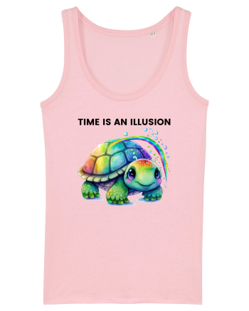 Broasca testoasa pictata in acuarela cu mesajul  Time is an Illusion Cotton Pink